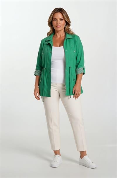 Oriente Dik Yaka Fermuarlı Çıtçıtlı Kaban YEŞİL