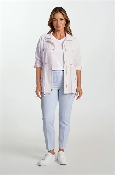 Oriente Dik Yaka Fermuarlı Çıtçıtlı Kaban BEYAZ