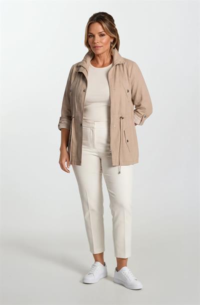 Oriente Dik Yaka Fermuarlı Çıtçıtlı Safari Mont BEJ