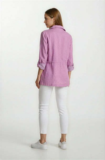 Oriente Dik Yaka Fermuarlı Çıtçıtlı Safari Mont LİLA