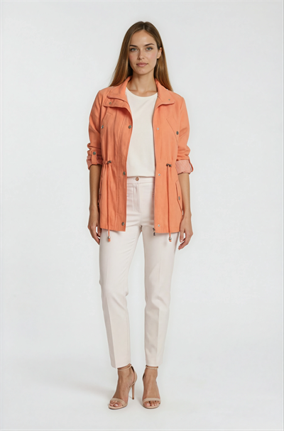 Oriente Dik Yaka Fermuarlı Çıtçıtlı Safari Mont ORANJ