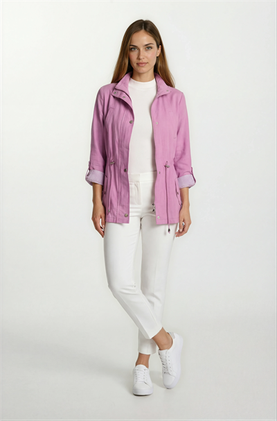 Oriente Dik Yaka Fermuarlı Çıtçıtlı Safari Mont LİLA