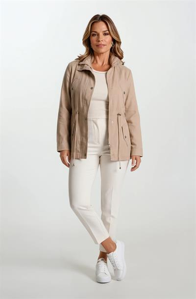 Oriente Dik Yaka Fermuarlı Çıtçıtlı Safari Mont BEJ