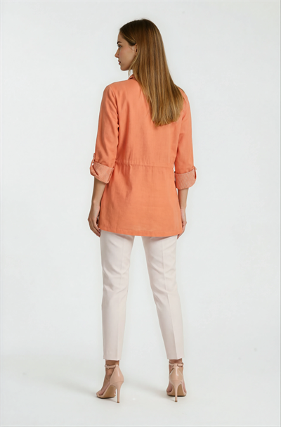 Oriente Dik Yaka Fermuarlı Çıtçıtlı Safari Mont ORANJ