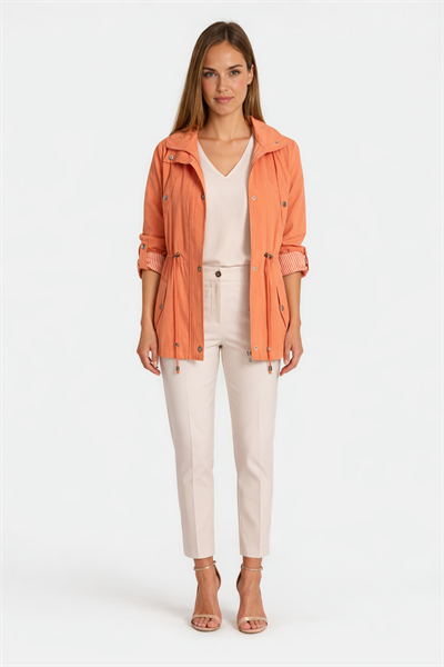 Oriente Dik Yaka Fermuarlı Çıtçıtlı Safari Mont ORANJ