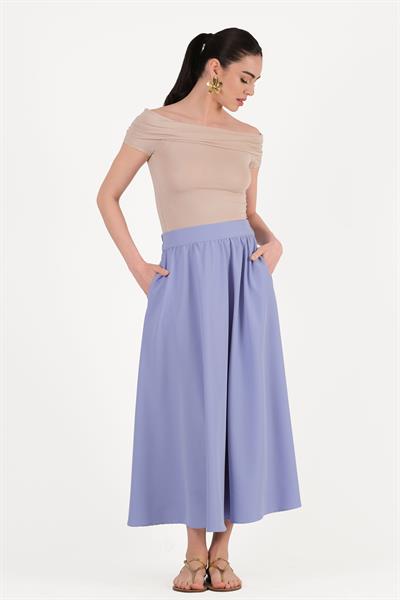 Oringa Arka Bel Lastikli Kloş Etek MAVİ