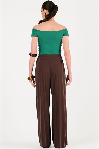 Orione Beli Lastikli Bol Paça Pantolon KAHVE