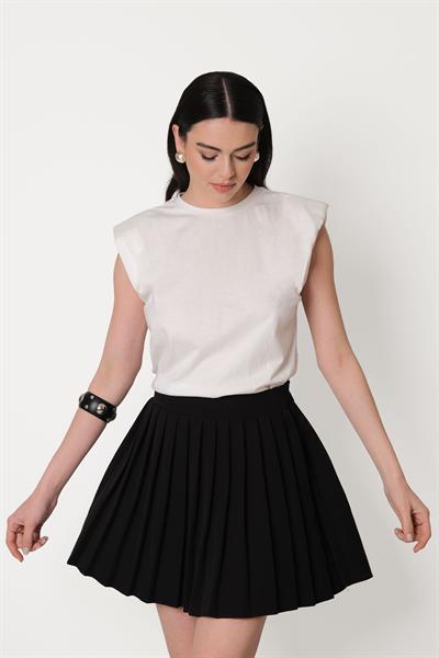 Ormella Pileli Mini Etek SİYAH