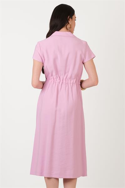 Ornaldo Gömlek Yaka Önü Boydan Düğmeli Elbise PEMBE