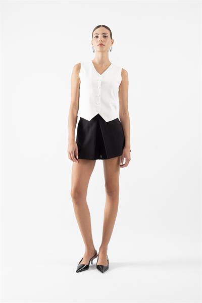 Oroveso V Yaka Flota Cepli Yelek EKRU