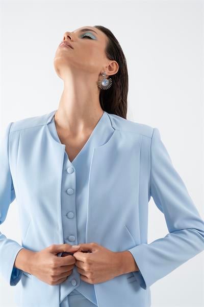 Oroveso V Yaka Flota Cepli Yelek MAVİ