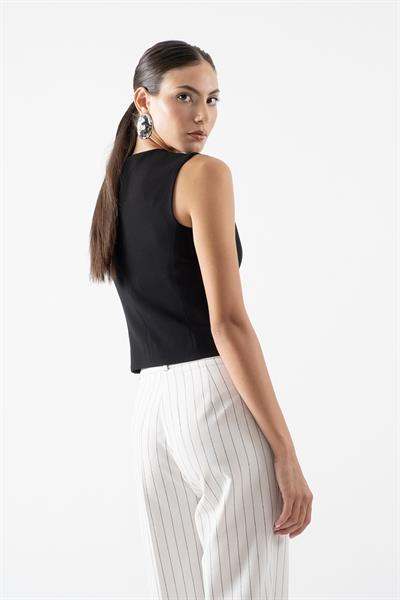 Oroveso V Yaka Flota Cepli Yelek SİYAH