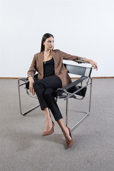 Orsilda Şal Yakada Gül Detaylı Ceket KAHVE