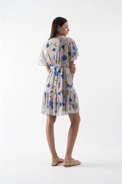 Ortesina Kruvaze Yaka Elbise BEJ