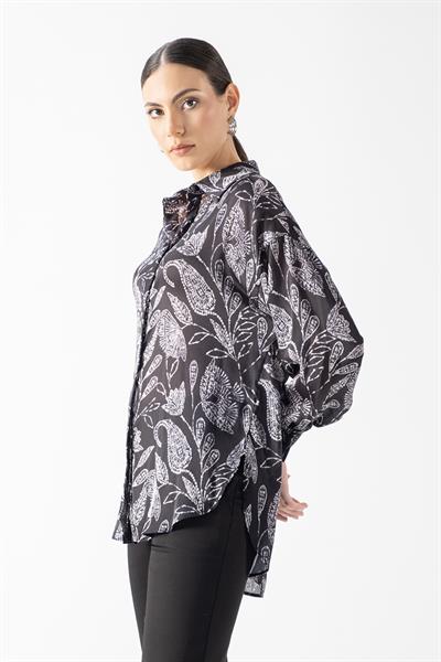 Ortolana Yanı Yırtmaçlı Patlı Salaş Gömek SİYAH