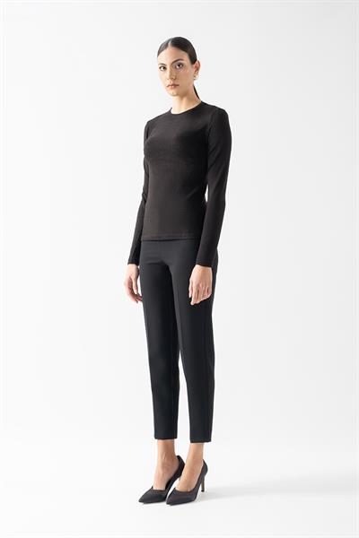 Osmanna Bisiklet Yaka Uzun Kol Triko Bluz SİYAH