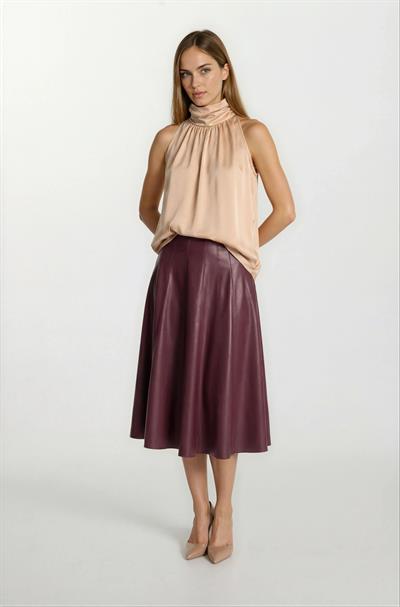 Osmelia Dik Yaka Kolsuz Bluz CAMEL