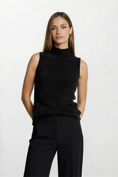 Ottavilla Yarım Balıkçı Kolsuz Triko SİYAH