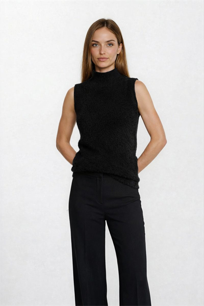 Ottavilla Yarım Balıkçı Kolsuz Triko SİYAH