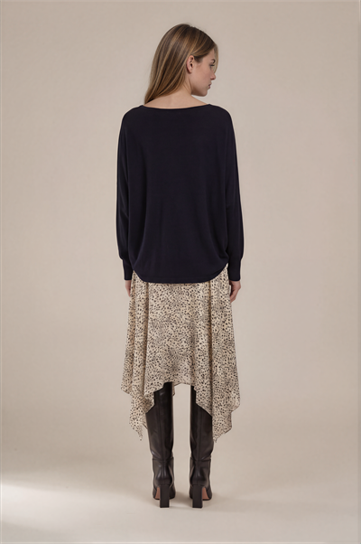 Oversize Kayık Yaka Triko SİYAH