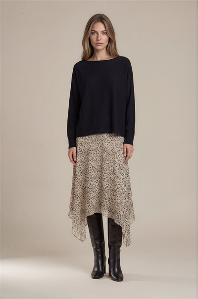 Oversize Kayık Yaka Triko SİYAH