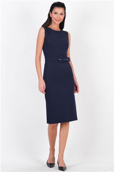Pacifici Kulplu Kemerli Elbise LACİVERT