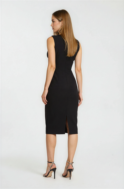 Pacifici Kulplu Kemerli Elbise SİYAH