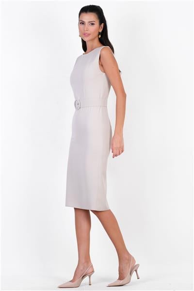Pacifici Kulplu Kemerli Elbise TAŞ