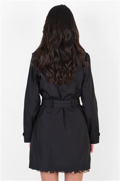 Pallaske Kruvaze Yaka Kuşaklı Cepli Trençkot SİYAH