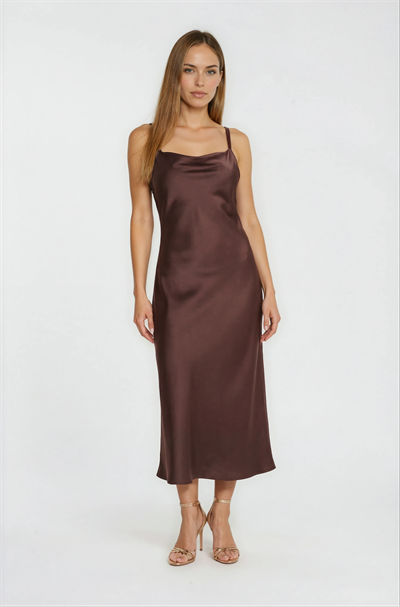 Paolantoni Degaje Yaka Elbise KAHVE