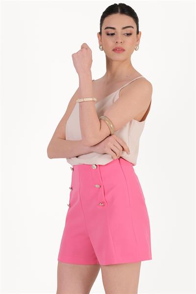 Paridina Önü Düğme Detaylı Mini Şort FUŞYA