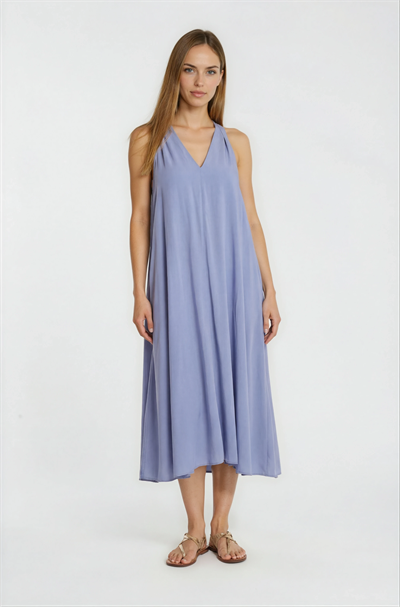 Patel Sırtı Çarpraz Askılı Elbise İNDİGO