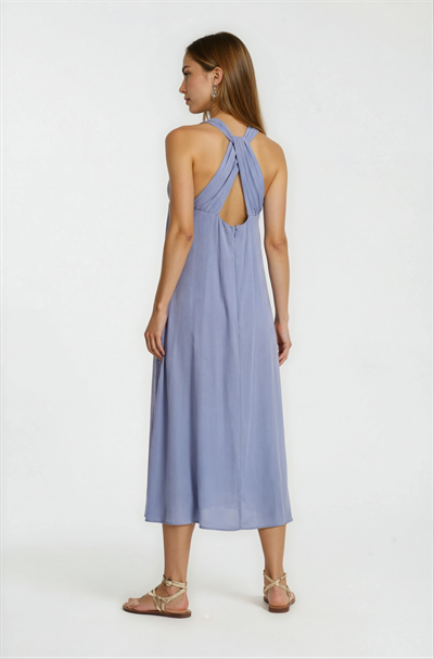 Patel Sırtı Çarpraz Askılı Elbise İNDİGO