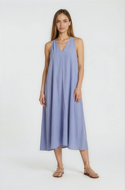 Patel Sırtı Çarpraz Askılı Elbise İNDİGO