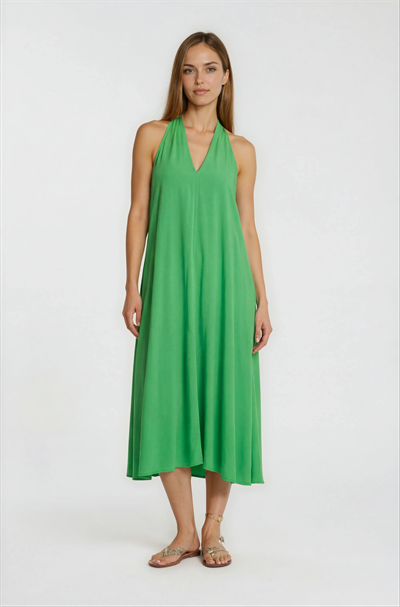 Patel Sırtı Çarpraz Askılı Elbise YEŞİL