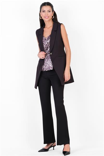 Pazira Gömlek Yaka Tek Düğme Yelek SİYAH