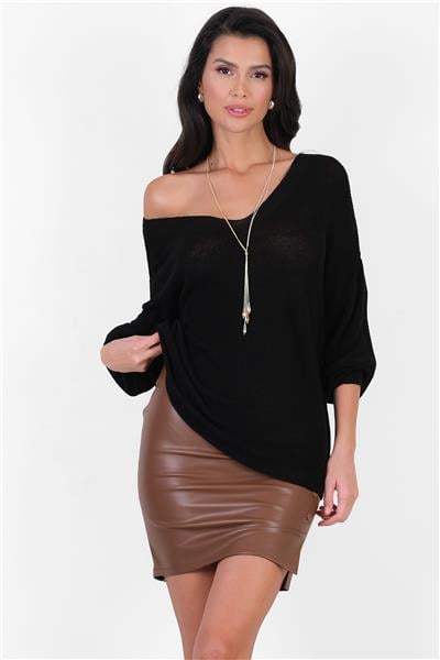 Pennie Ön Arka V Triko SİYAH