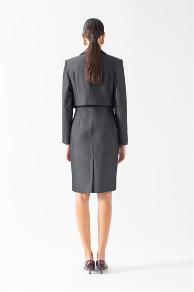 Pergentina İçi Kolsuz Üstü Crop Ceket Elbise SİYAH