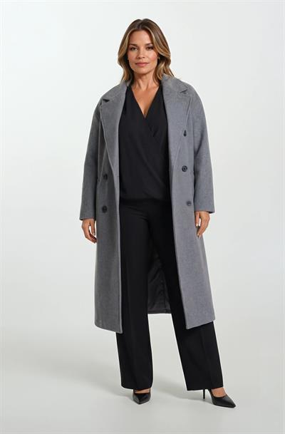 Perpetuo Kruvaze Oversıze Yandan Cepli Kaban GRİ