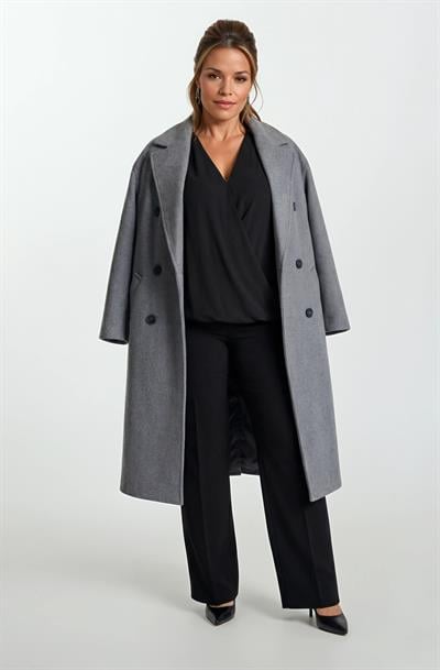 Perpetuo Kruvaze Oversıze Yandan Cepli Kaban GRİ