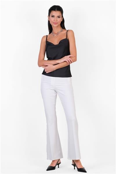 Persbrandt Yüksek Kemersiz İspanyol  Pantolon EKRU
