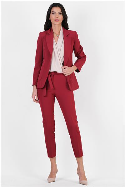 Peters Bel Kuşaklı Dar Paça Pantolon BORDO