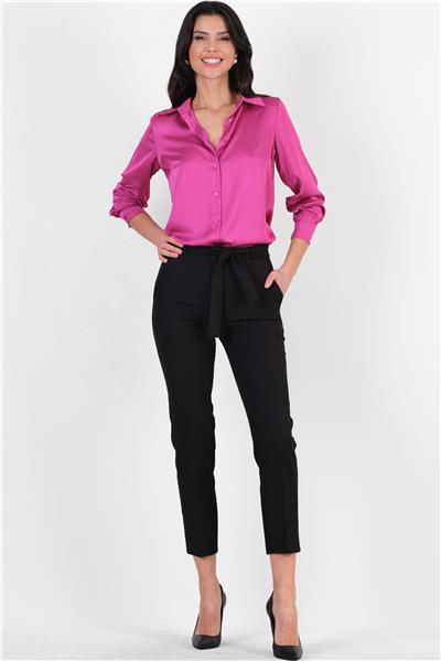 Peters Bel Kuşaklı Dar Paça Pantolon SİYAH