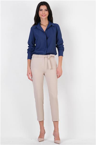 Peters Bel Kuşaklı Dar Paça Pantolon TAŞ