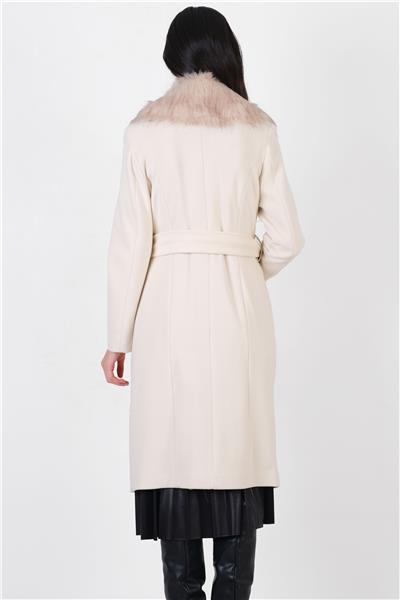 Pivetti Yakası Kürklü Kuşaklı Kaban TAŞ