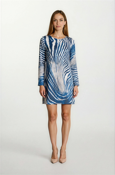 Porsenna Yuvarlak Yaka İspanyol Kol Elbise LACİVERT