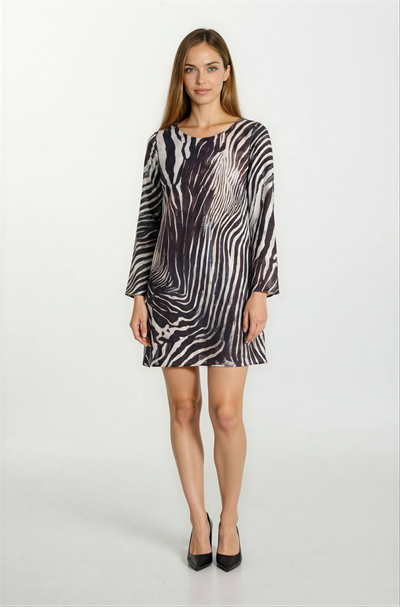 Porsenna Yuvarlak Yaka İspanyol Kol Elbise SİYAH