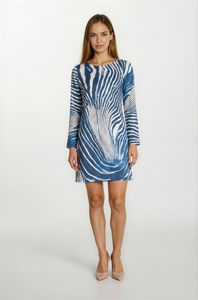 Porsenna Yuvarlak Yaka İspanyol Kol Elbise LACİVERT