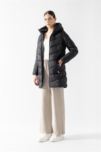 Primillo Nordic Uzun Kapüşonlu Şişme Mont SİYAH