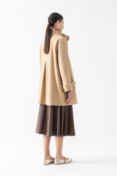 Primula Arka A Pile Dik Yaka Kaban AÇIK CAMEL